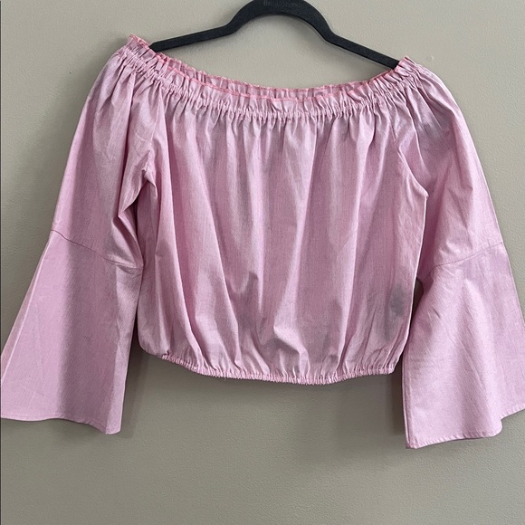 Bebe stripe bell sleeve crop top size red /white medium new - Picture 1 of 12